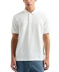 A|X Armani Exchange Men's Classic Fit Short Sleeve Allover Label Polo Shirt