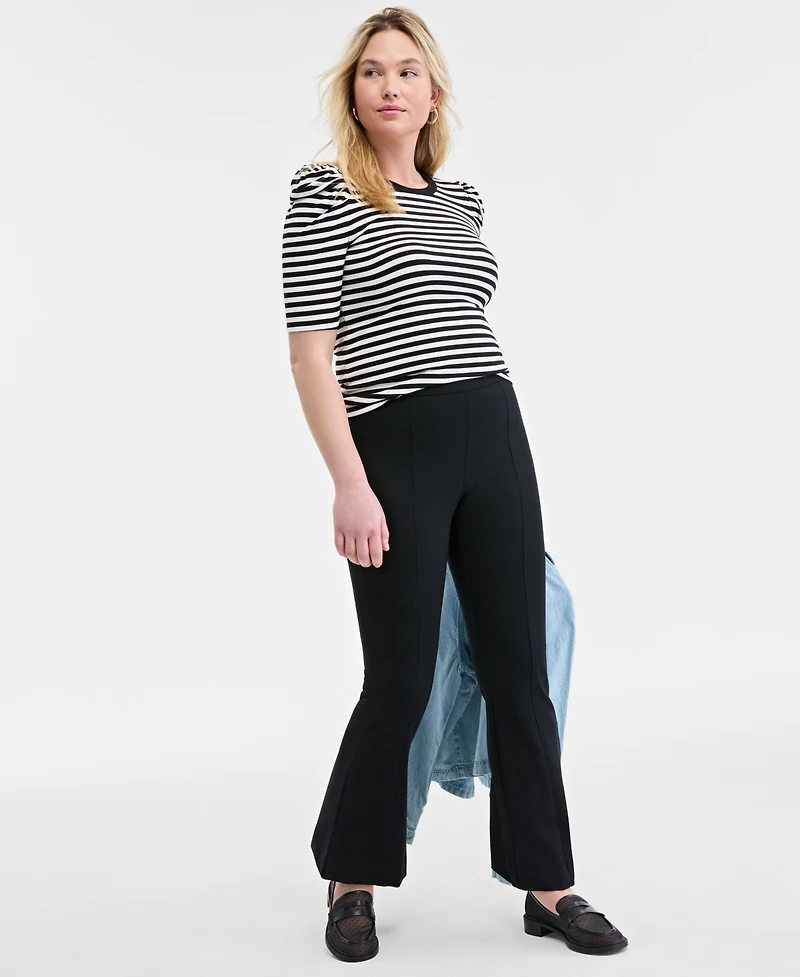 On 34th Women's Knit Stripe Volume-Sleeve Top, Exclusively at Macy's