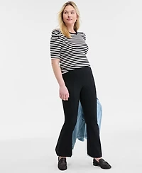 On 34th Women's Knit Stripe Volume-Sleeve Top, Exclusively at Macy's