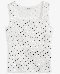 On 34th Women's Knit Floral Smocked Square-Neck Tank Top, Exclusively at Macy's