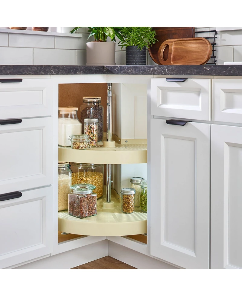 Rev-a-Shelf 28'' Lazy Susan Pie-Cut Polymer Two-Shelf, Almond, Ld-2942-28-15-1