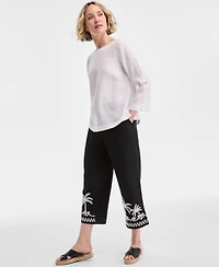 Charter Club Women's 100% Linen D-Ring Top