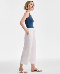 Charter Club Women's Cropped Wide-Leg 100% Linen Pants, Exclusively at Macy's