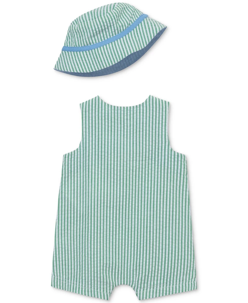 Little Me Baby Boys 2-Pc. Cotton Sunsuit & Bucket Hat Set
