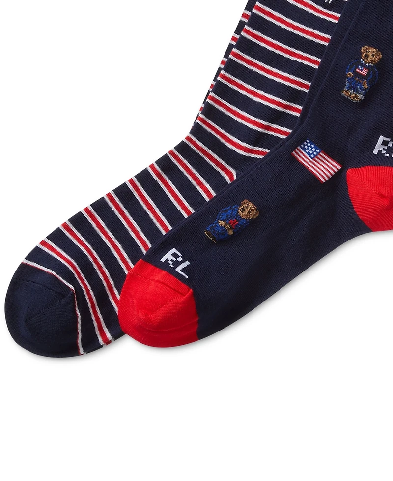 Polo Ralph Lauren Men's 2-Pk. Americana Bear Socks