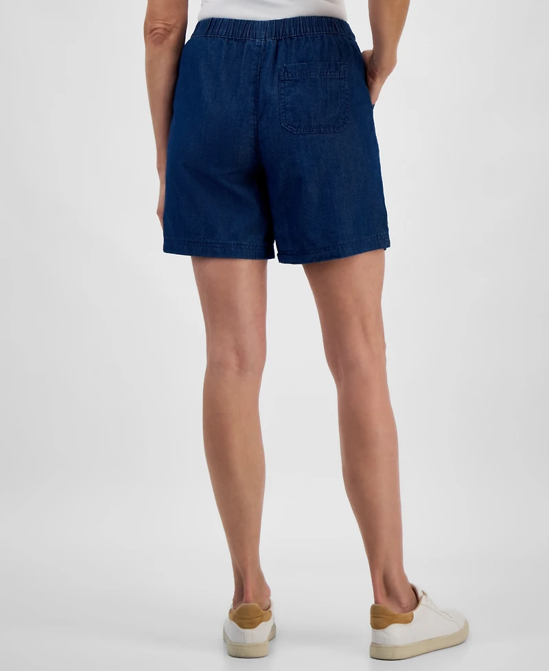 Style & Co Women's Chambray Mid Rise Pull-On Shorts, Exclusively at Macy's