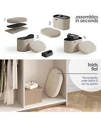 Ovel Boucle Ottoman Storage Bench-Modern Foot Stool