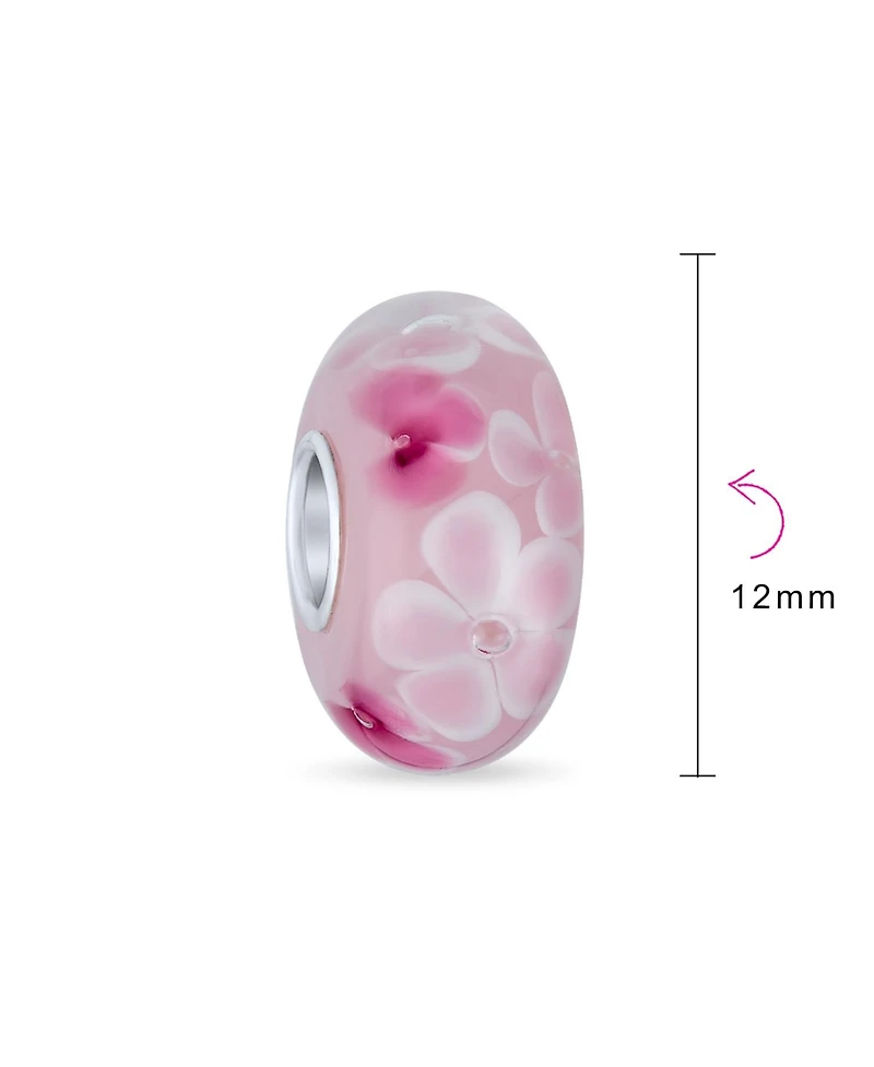 Bling Jewelry Floral Design Murano Glass Spacer Charm Bead with Sterling Silver Core