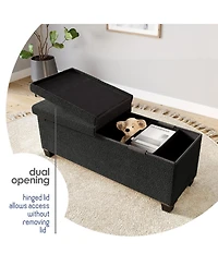Rectangular Boucle Ottoman Storage Bench – Modern Foot Stool, Makeup Vanity Perfect for Living Room & Bedroom Decor