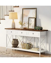 Tribesigns 70.8" Console Table with 3 Drawers, Farmhouse Entryway Table with Storage Shelf, Narrow Long Sofa Foyer Table for Entryway, Hallway