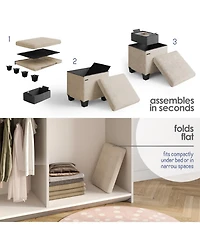 Rectangular Boucle Ottoman Storage Bench – Modern Foot Stool