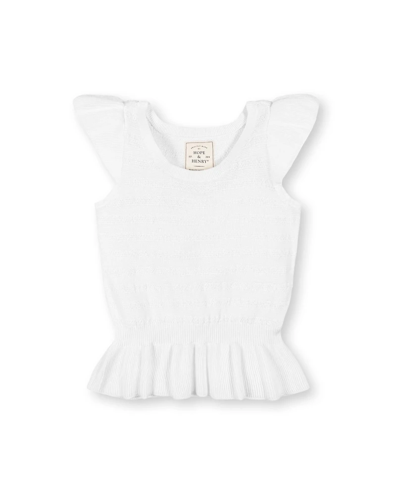 Hope & Henry Women's Organic Flutter Sleeve Peplum Sweater Top