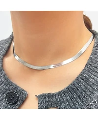 The Lovery Large Herringbone Necklace 14K White Gold - 5 millimeters - 18 inches