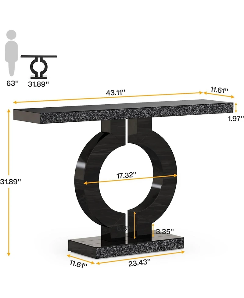 Tribesigns 43-Inch Mirrored Console Table with O-Shaped Base, Modern Entryway Table Glass Sofa Table with Mirror Finish, Rectangle Narrow Accent Foyer