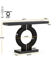 Tribesigns 43-Inch Mirrored Console Table with O-Shaped Base, Modern Entryway Table Glass Sofa Table with Mirror Finish, Rectangle Narrow Accent Foyer