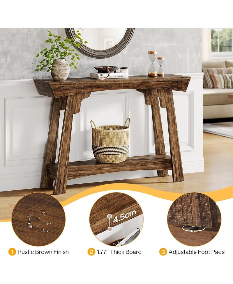 Tribesigns Console Table with Storage, 2-Tier Wood Entryway Table with Shelf, Farmhouse Narrow Sofa Table Behind Couch for Foyer, Hallway, Living Room
