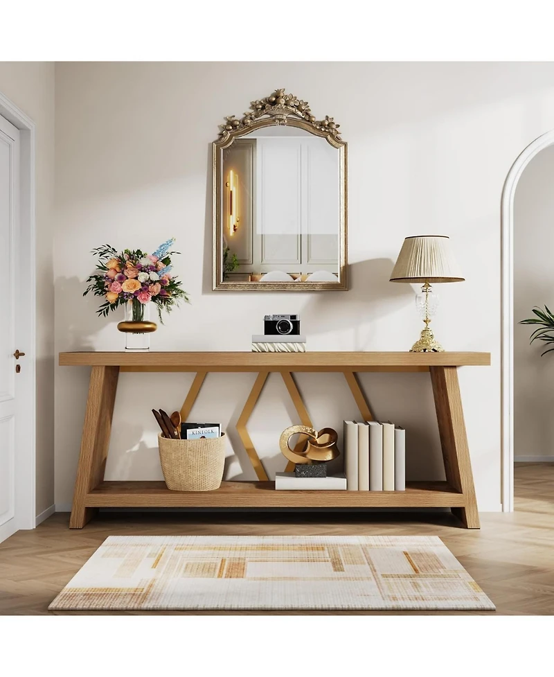 Tribesigns 70.86-Inch Long Sofa Table for Living Room, 2-Tier Narrow Console Table with Storage, Wood Foyer Entryway Couch Table for Hallway, Entrance