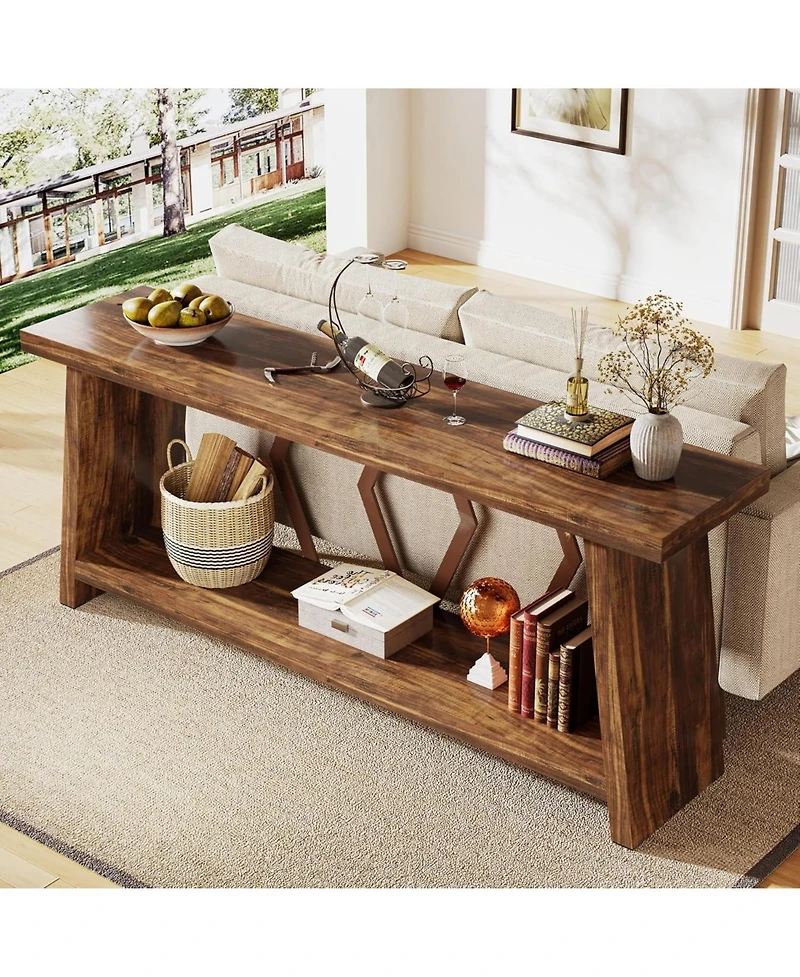 Tribesigns 70.86-Inch Long Sofa Table for Living Room, 2-Tier Narrow Console with Storage, Wood Foyer Entryway Couch Hallway, Entrance
