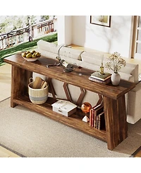 Tribesigns 70.86-Inch Long Sofa Table for Living Room, 2-Tier Narrow Console with Storage, Wood Foyer Entryway Couch Hallway, Entrance