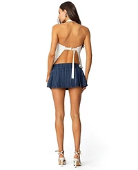 Edikted Womens Daryn Pinstripe Pleated Mini Skort