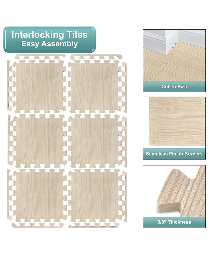 Sorbus Thick 3/8-inch Wood Grain Floor Foam Tile Mats (16 Tiles,16 Sq ft