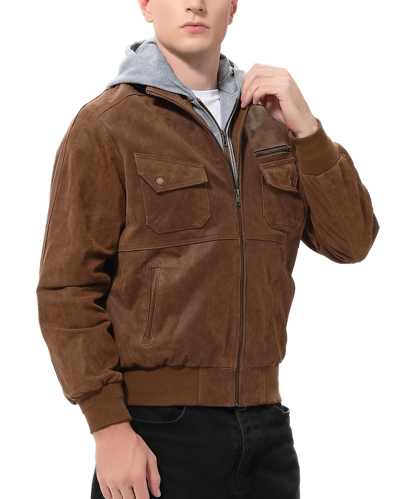 Bgsd Men Civic Distressed Leather Bomber Jacket