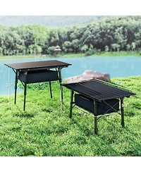 Outsunny 3ft Camping Table, Adjustable Height Small Folding