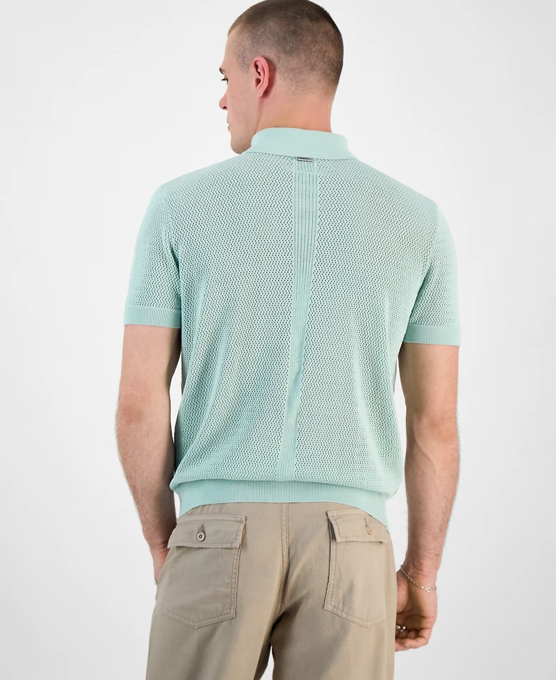 Guess Men's Mesh Stripe Elija Polo Shirt