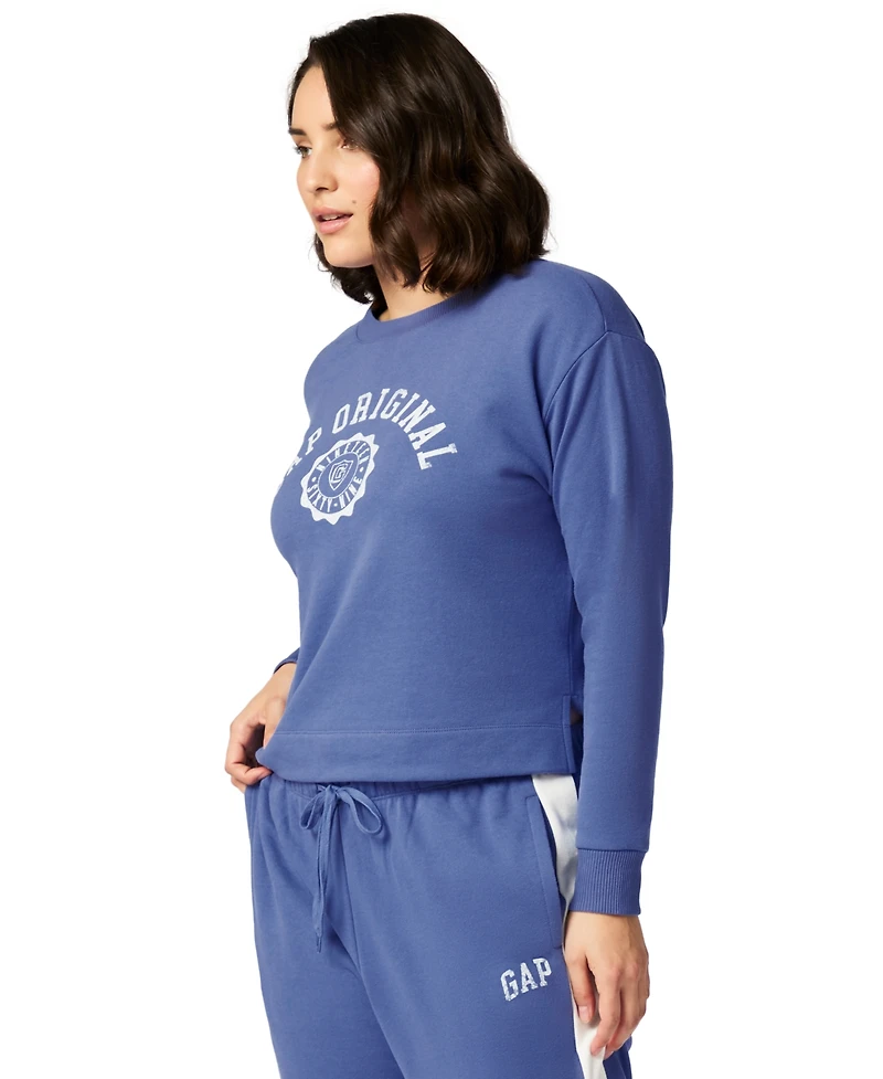 Gap Women's French Terry Crewneck Logo Pajama Top - Exclusively at Macy's