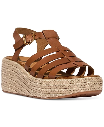 FitFlop Women's Platform Espadrille Leather Wedge Sandals