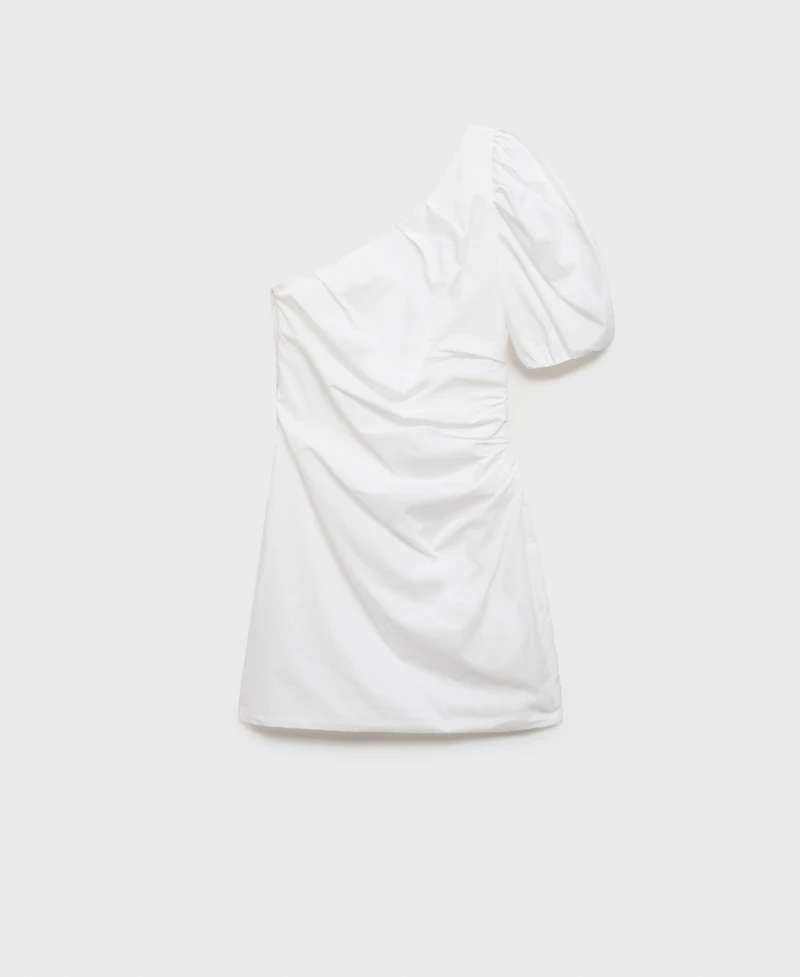 Mango Women's Asymmetrical Puff Sleeve Dress