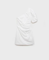 Mango Women's Asymmetrical Puff Sleeve Dress