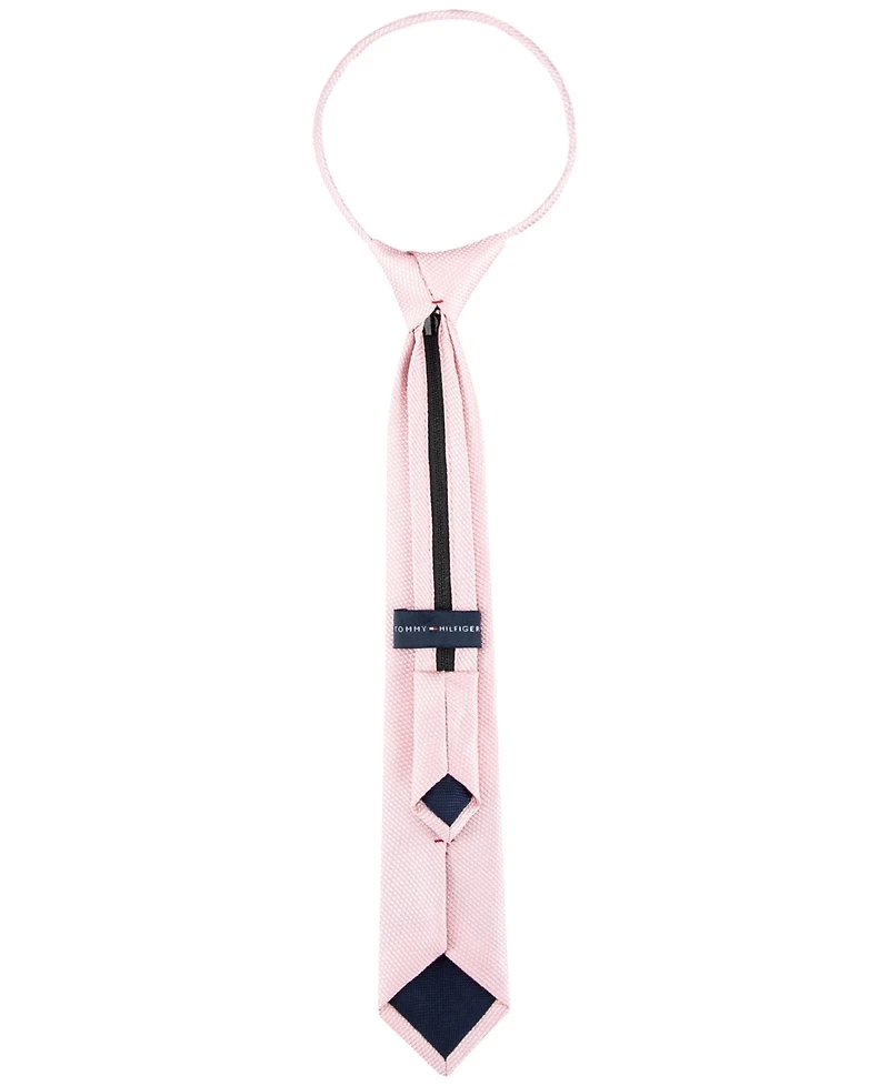 Tommy Hilfiger Boys Textured Solid Pre-Tied Zipper Tie