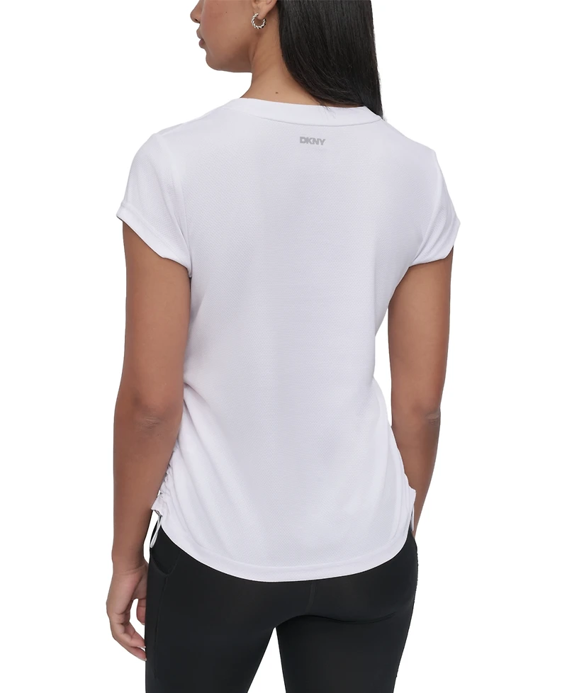 Dkny Sport Women's Crewneck Short-Sleeve Side-Ruched Top