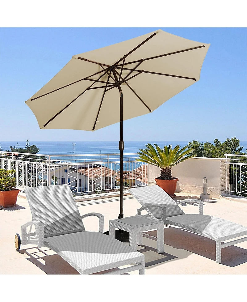 9 ft. Steel Market Outdoor Tilt Patio Umbrella in Blue