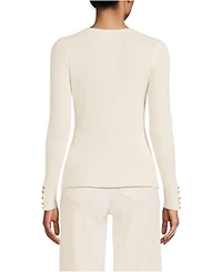 Lands' End Women's Fine Gauge Cotton Baby Cable Vneck Sweater