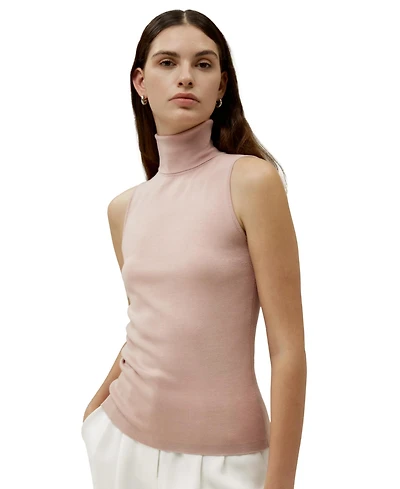 Lilysilk Women's Minimalist Sleeveless Turtleneck Top
