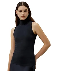 Lilysilk Women's Minimalist Sleeveless Turtleneck Top