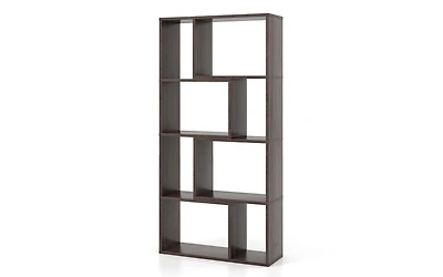 4-Tier Geometric Bookshelf with 8 Open Cubes for Living Room or Bedroom Storage