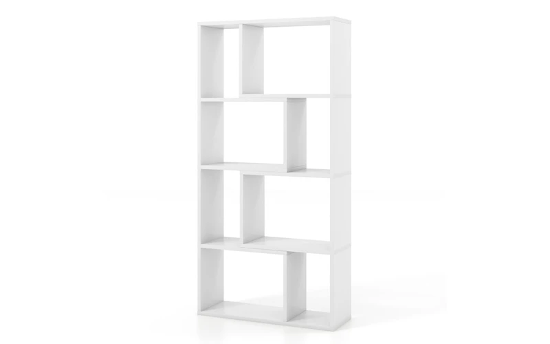 4-Tier Geometric Bookshelf with 8 Open Cubes for Living Room or Bedroom Storage