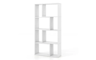 4-Tier Geometric Bookshelf with 8 Open Cubes for Living Room or Bedroom Storage