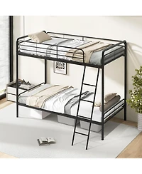 Space-Saving Heavy Duty Metal Bunk Bed with Built-In Ladder