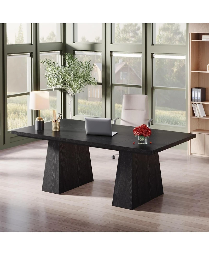 Tribesigns 63-Inch Executive Desk, Large Office Computer Desk with Double Pedestal, Modern Simple Workstations Writing Table