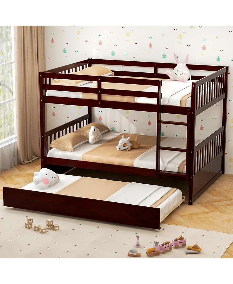 Bunk Bed Platform with Wooden Frame and Ladder for Space-Saving and Easy Access