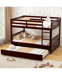 Bunk Bed Platform with Wooden Frame and Ladder for Space-Saving and Easy Access