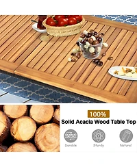 Gymax 7PCS Rattan Outdoor Dining Set Patio Furniture Set w/ Wooden Tabletop