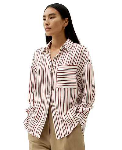 Lilysilk Women's Oversized Striped Silk-Twill Shirt