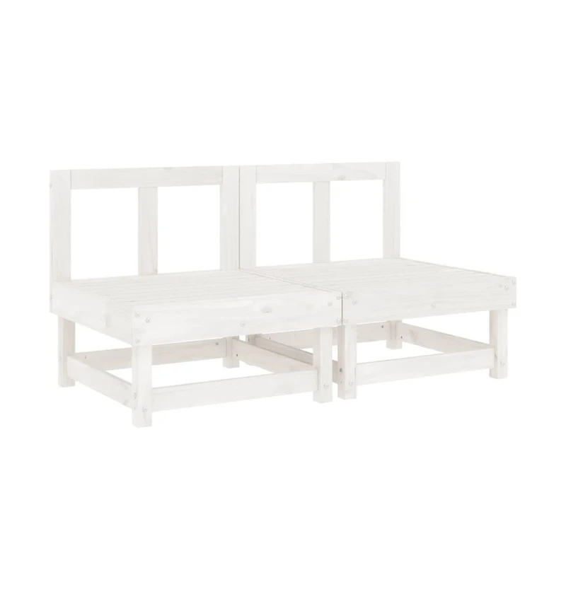 Patio Middle Sofas 2 pcs White Solid Wood Pine