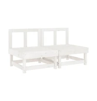 Patio Middle Sofas 2 pcs White Solid Wood Pine
