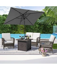 10 ft. x 6.5 Rectangular Market Umbrella with Waterproof and Uv Resistant Navy Blue